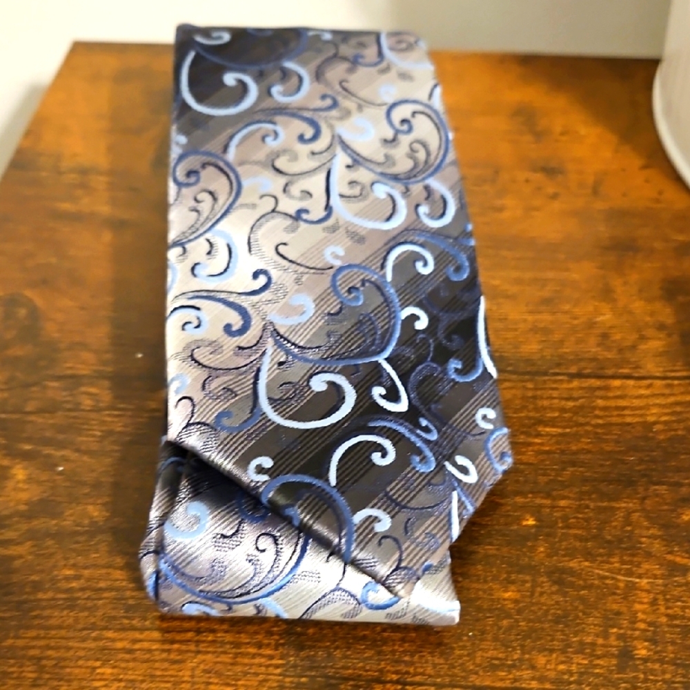 Bespoke Blue and Silver Swirl Tie